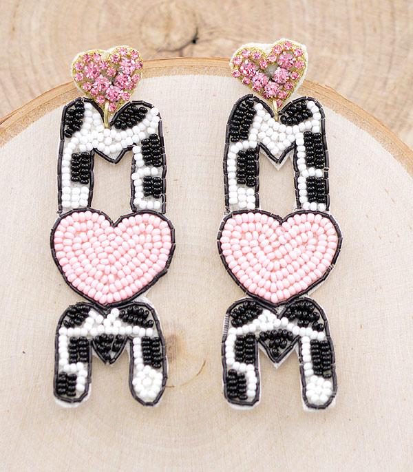 <font color=red>VALENTINE'S</font> :: Wholesale Seed Bead Mom Heart Earrings