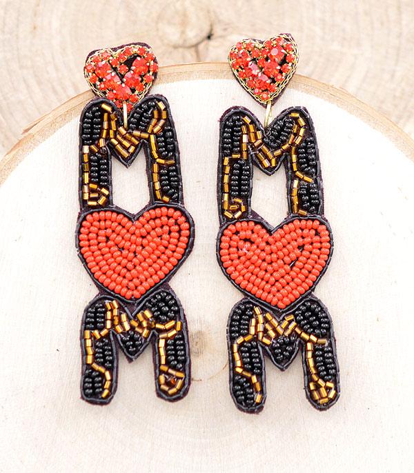 EARRINGS :: TRENDY EARRINGS :: Wholesale Seed Bead Mom Heart Earrings