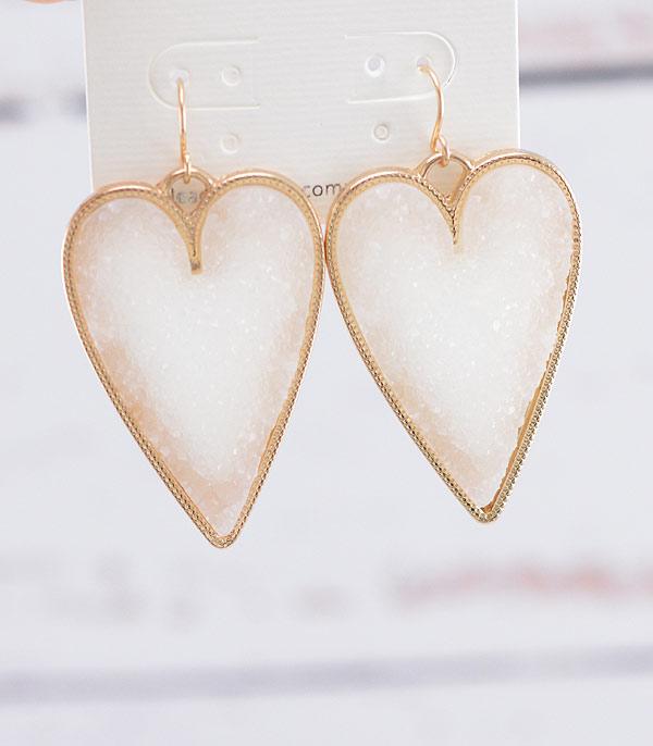 <font color=red>VALENTINE'S</font> :: Wholesale Druzy Heart Dangle Earring