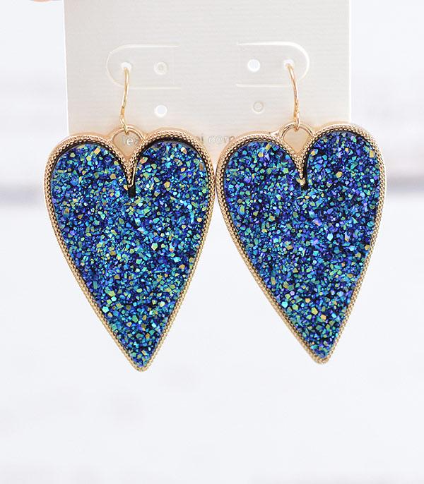 <font color=red>VALENTINE'S</font> :: Wholesale Druzy Heart Dangle Earring