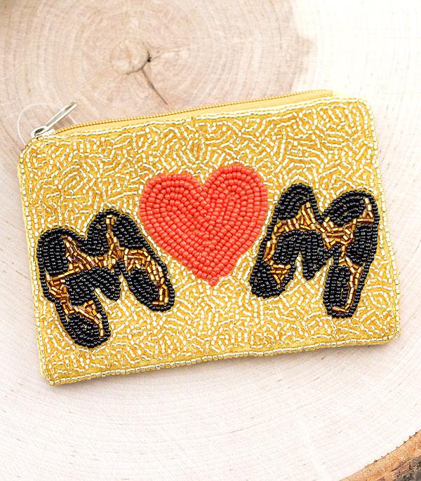 Heart Mom Beaded Coin Purse