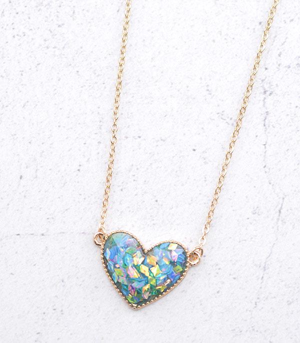 <font color=red>VALENTINE'S</font> :: Wholesale Confetti Heart Pendant Necklace