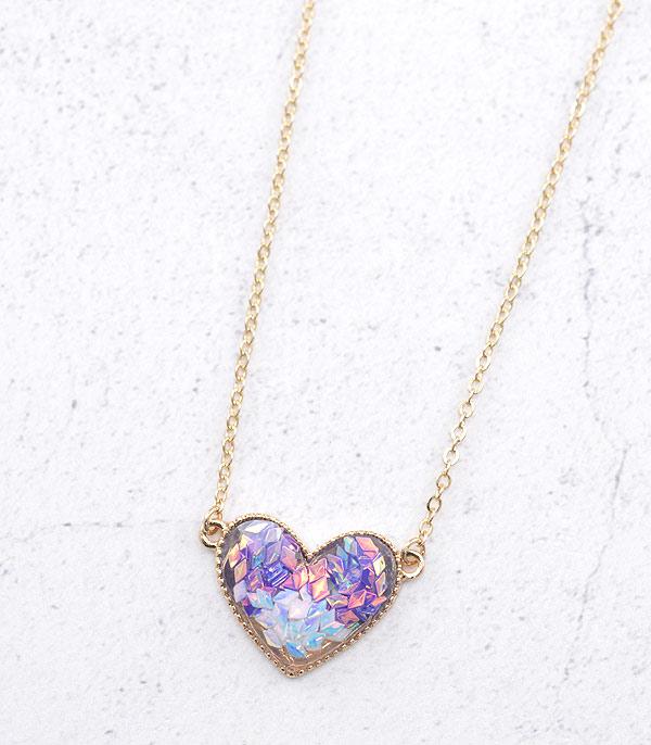 <font color=red>VALENTINE'S</font> :: Wholesale Confetti Heart Pendant Necklace