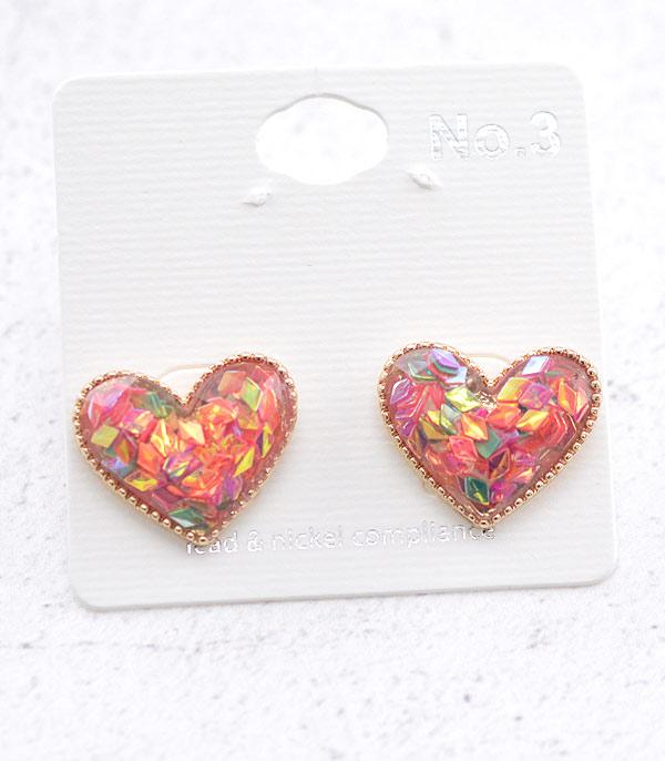<font color=red>VALENTINE'S</font> :: Wholesale Confetti Heart Earrings