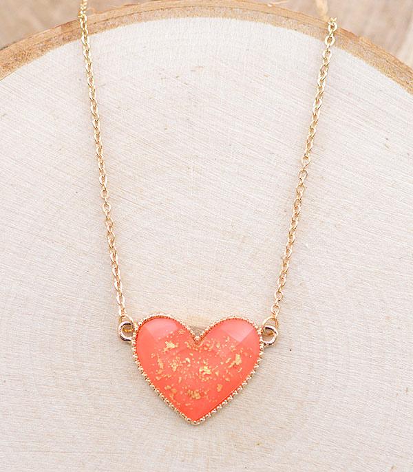 <font color=red>VALENTINE'S</font> :: Wholesale Orange Heart Pendant Necklace