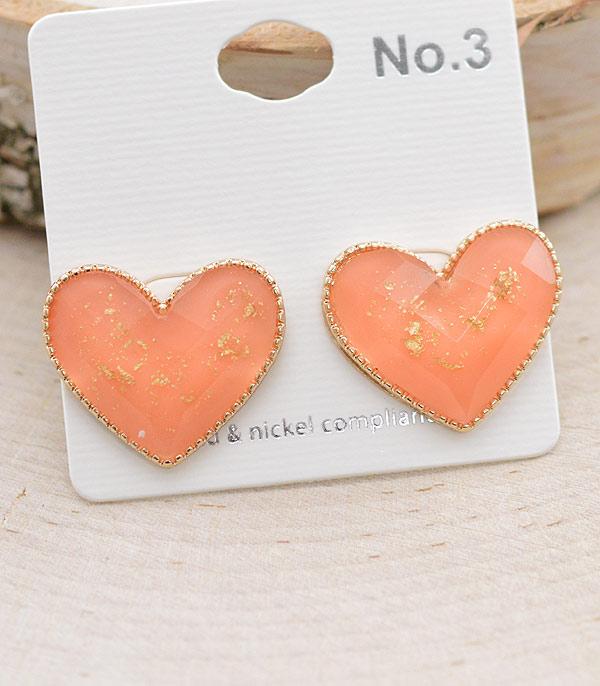 EARRINGS :: POST EARRINGS :: Wholesale Gold Flake Heart Earrings