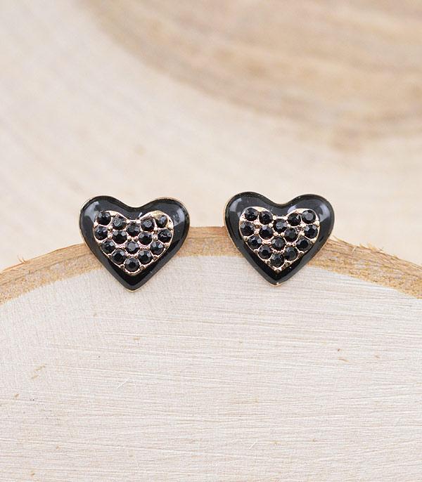 RHINESTONE I CUBIC ZIRCONIA :: Wholesale Rhinestone Heart Stud Earrings