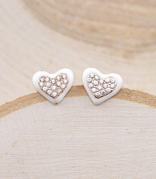 RHINESTONE I CUBIC ZIRCONIA :: Wholesale Rhinestone Heart Stud Earrings