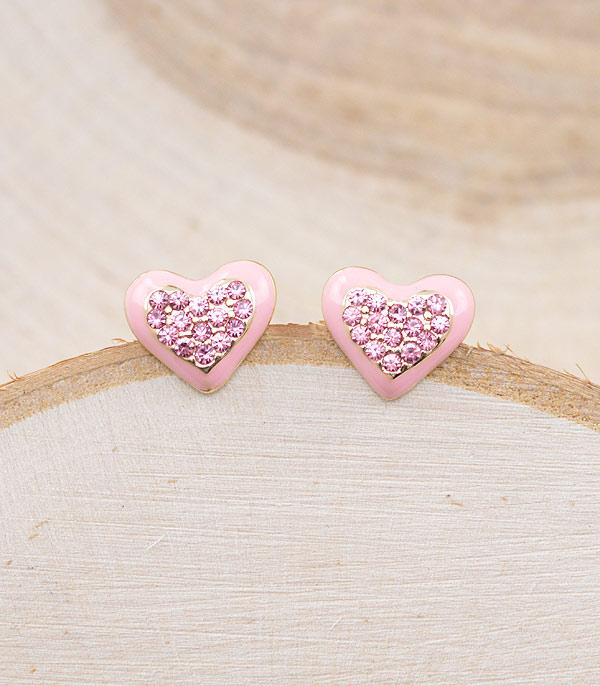 RHINESTONE I CUBIC ZIRCONIA :: Wholesale Rhinestone Heart Stud Earrings