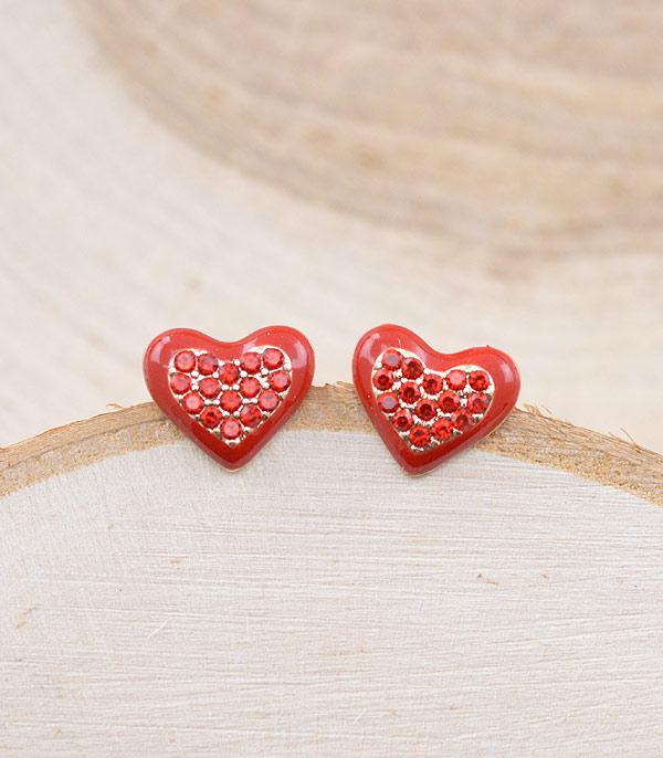 RHINESTONE I CUBIC ZIRCONIA :: Wholesale Rhinestone Heart Stud Earrings