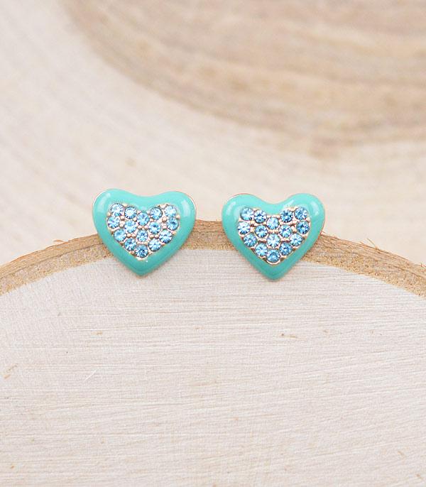 RHINESTONE I CUBIC ZIRCONIA :: Wholesale Rhinestone Heart Stud Earrings