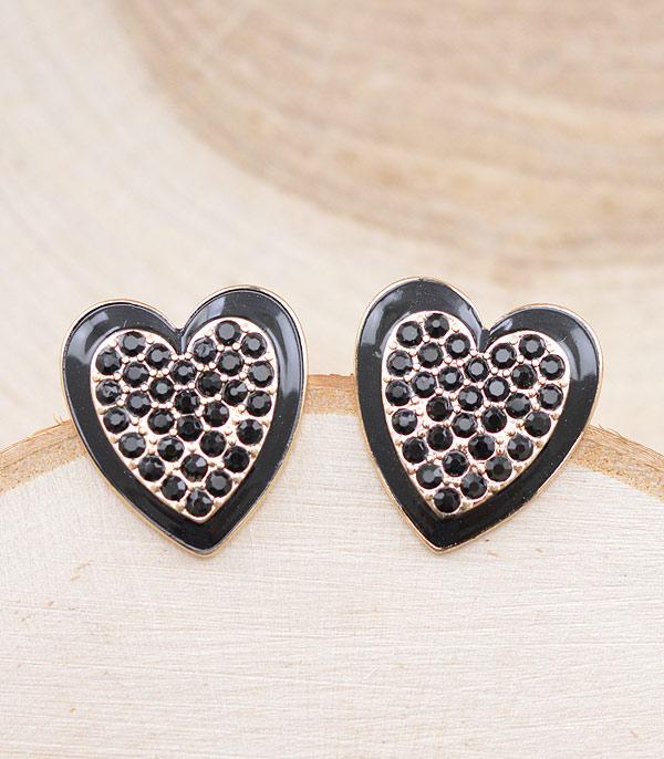 <font color=red>VALENTINE'S</font> :: Wholesale Rhinestone Heart Earrings