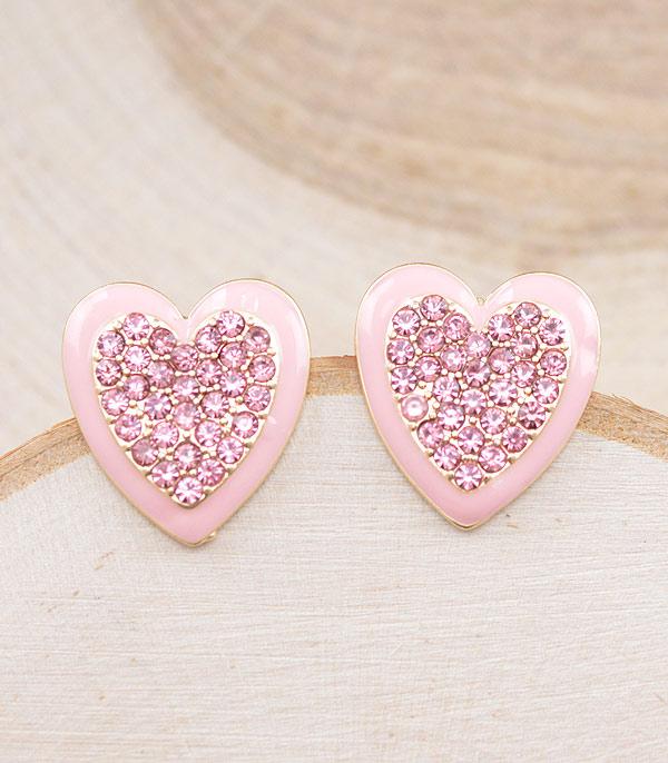 <font color=red>VALENTINE'S</font> :: Wholesale Rhinestone Heart Earrings