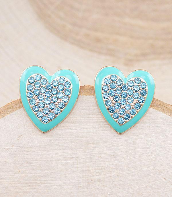 RHINESTONE I CUBIC ZIRCONIA :: Wholesale Rhinestone Heart Earrings