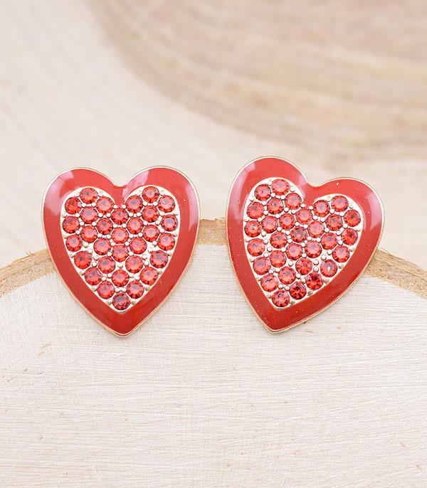 <font color=red>VALENTINE'S</font> :: Wholesale Rhinestone Heart Earrings