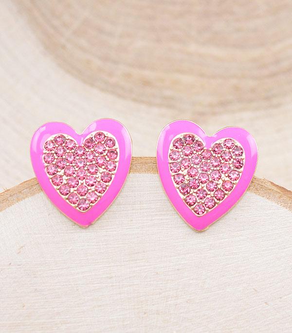 RHINESTONE I CUBIC ZIRCONIA :: Wholesale Rhinestone Heart Earrings