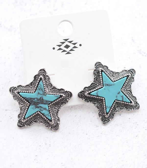 <font color=Turquoise>TURQUOISE JEWELRY</font> :: Wholesale Western Turquoise Star Earrings