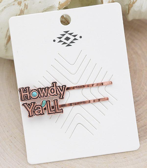 HATS I HAIR ACC :: HAIR ACCESSORIES :: Wholesale Howdy Yall Western Hair Bobby Pin Set