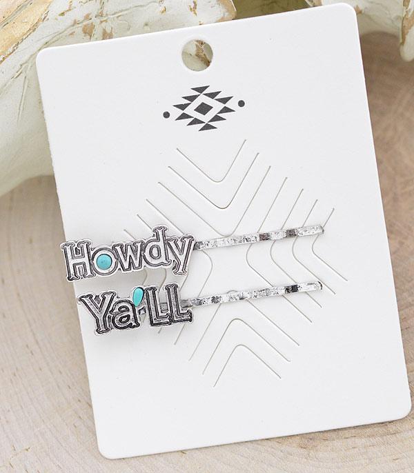 HATS I HAIR ACC :: HAIR ACCESSORIES :: Wholesale Howdy Yall Western Hair Bobby Pin Set