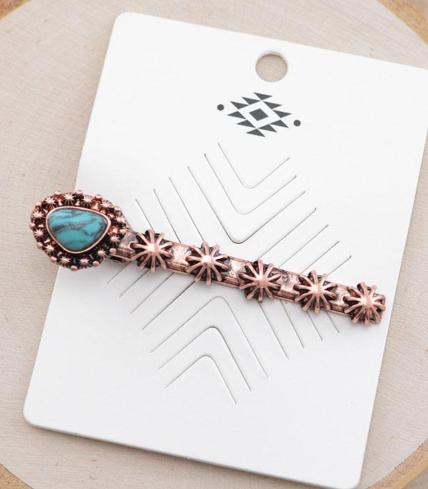 HATS I HAIR ACC :: HAIR ACCESSORIES :: Wholesale Western Turquoise Hair Clip