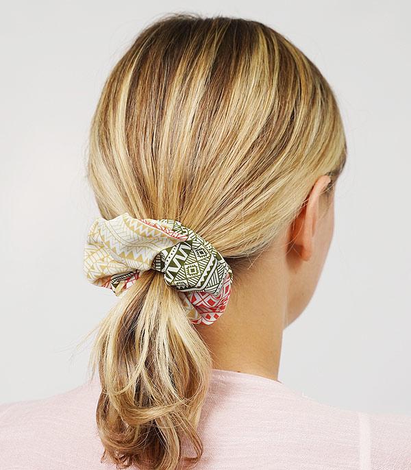 HATS I HAIR ACC :: HAIR ACCESSORIES :: Wholesale Aztec Print Hair Scrunchie