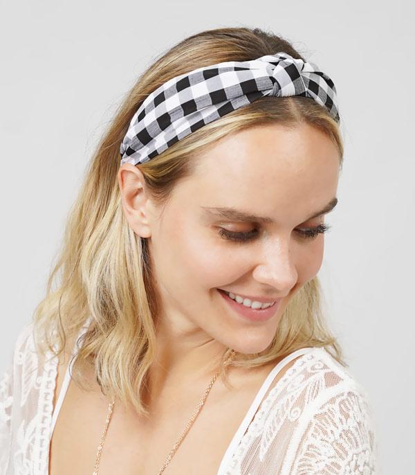 HATS I HAIR ACC :: HAIR ACCESSORIES :: Wholesale Checker Print Top Knot Headband