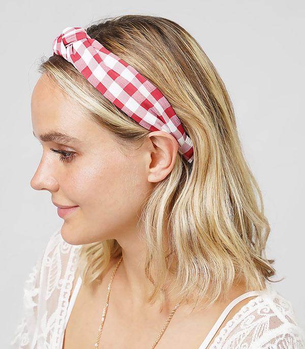 HATS I HAIR ACC :: HAIR ACC I HEADBAND :: Wholesale Checker Print Top Knot Headband
