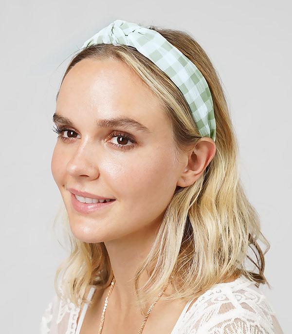 HATS I HAIR ACC :: HAIR ACCESSORIES :: Wholesale Checker Print Top Knot Headband