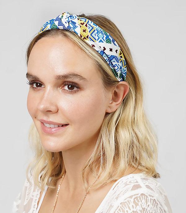 HATS I HAIR ACC :: HAIR ACCESSORIES :: Wholesale Aztec Print Top Knot Headband