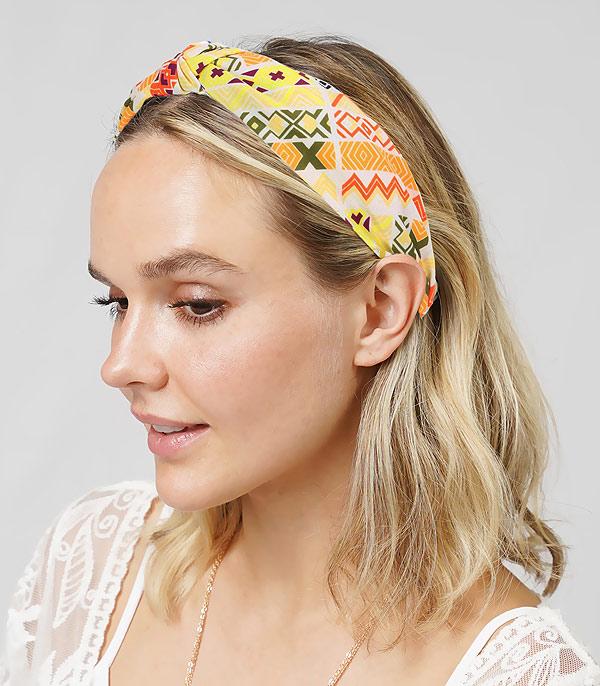 HATS I HAIR ACC :: HAIR ACCESSORIES :: Wholesale Aztec Print Top Knot Headband
