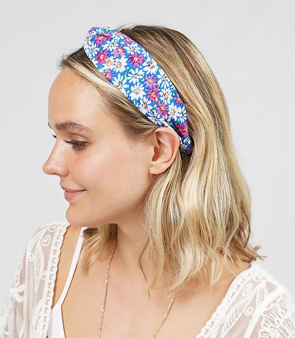HATS I HAIR ACC :: HAIR ACC I HEADBAND :: Wholesale Flower Print Top Knot Headband