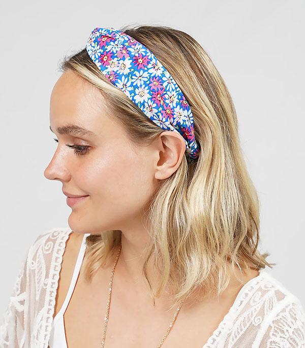HATS I HAIR ACC :: HAIR ACCESSORIES :: Wholesale Flower Print Top Knot Headband