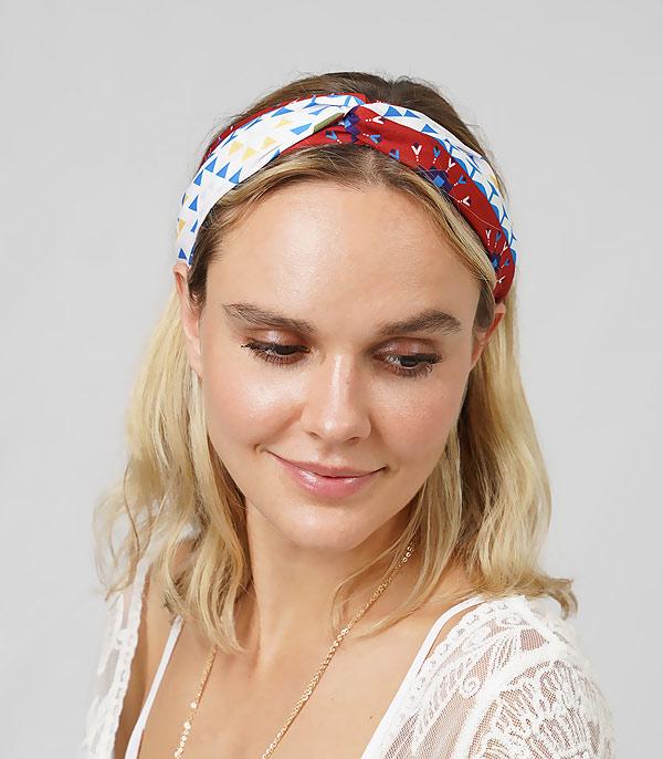 HATS I HAIR ACC :: HAIR ACCESSORIES :: Wholesale Aztec Print Top Knot Headband