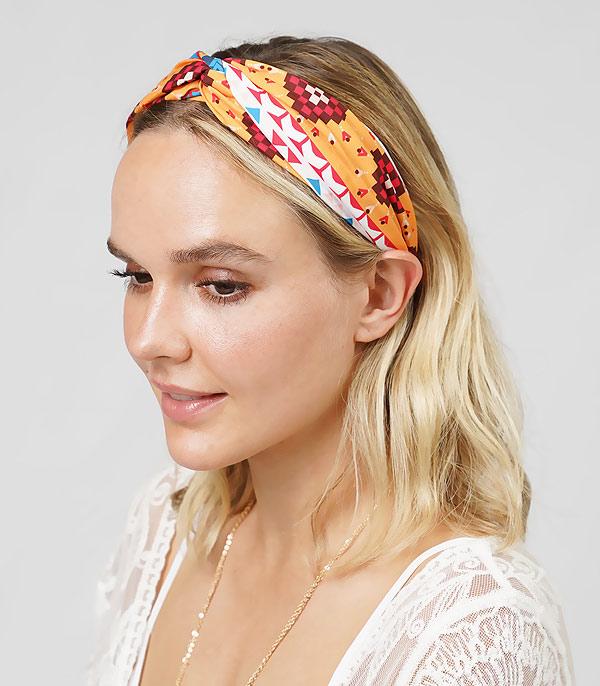 HATS I HAIR ACC :: HAIR ACCESSORIES :: Wholesale Aztec Print Top Knot Headband