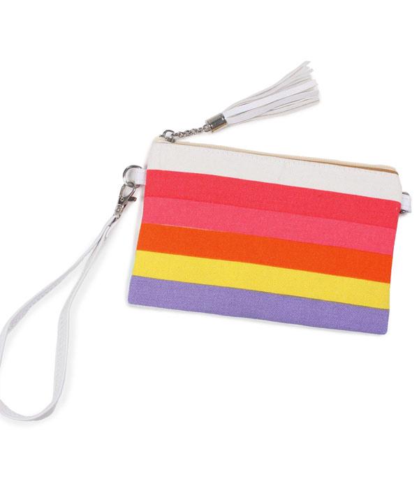 WHAT'S NEW :: Wholesale Multicolor Stripe Print Wristlet