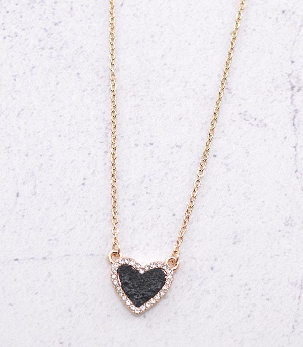 <font color=red>VALENTINE'S</font> :: Wholesale Druzy Heart Pendant Necklace