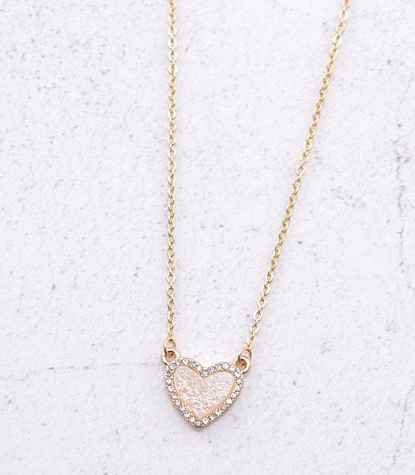 <font color=red>VALENTINE'S</font> :: Wholesale Druzy Heart Pendant Necklace
