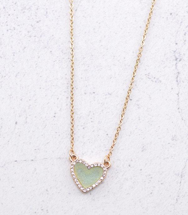 <font color=red>VALENTINE'S</font> :: Wholesale Druzy Heart Pendant Necklace