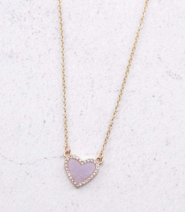 <font color=red>VALENTINE'S</font> :: Wholesale Druzy Heart Pendant Necklace