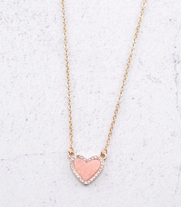 <font color=red>VALENTINE'S</font> :: Wholesale Druzy Heart Pendant Necklace