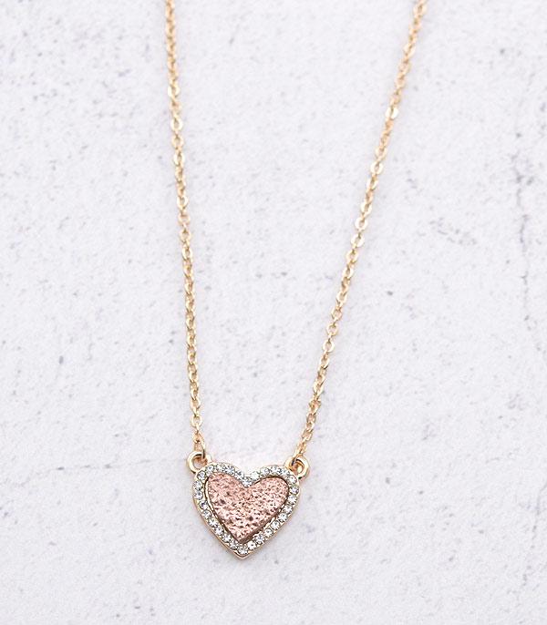 <font color=red>VALENTINE'S</font> :: Wholesale Druzy Heart Pendant Necklace