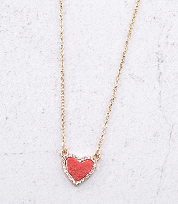 <font color=red>VALENTINE'S</font> :: Wholesale Druzy Heart Pendant Necklace