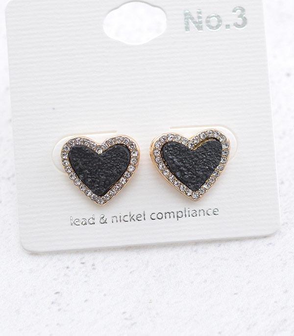 <font color=red>VALENTINE'S</font> :: Wholesale Druzy Heart Stud Earrings