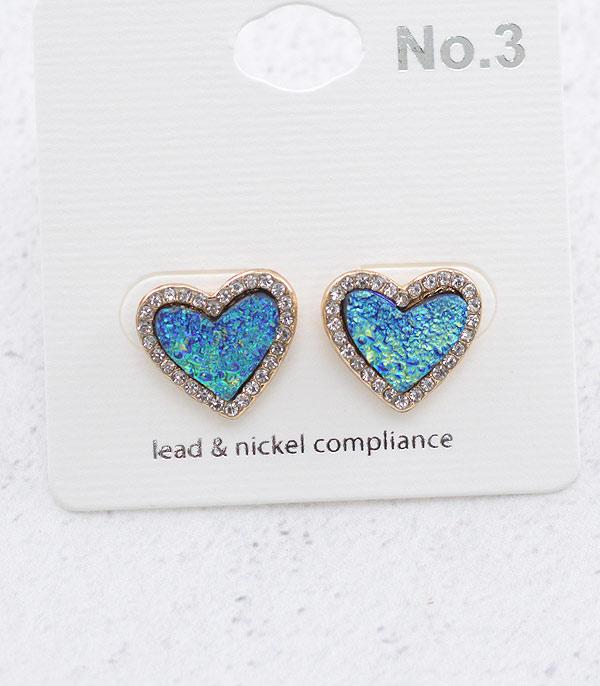 <font color=red>VALENTINE'S</font> :: Wholesale Druzy Heart Earrings
