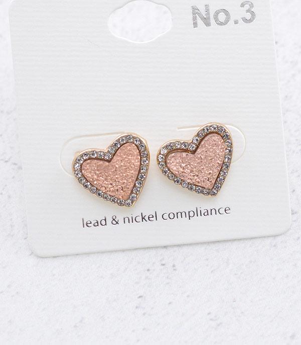 <font color=red>VALENTINE'S</font> :: Wholesale Druzy Heart Earrings