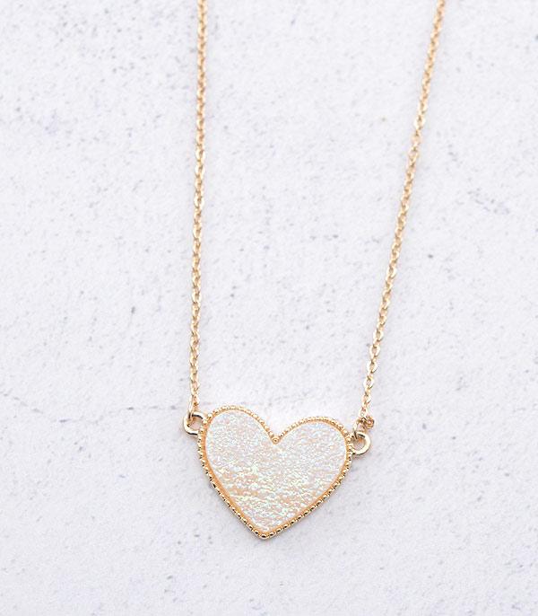 <font color=red>VALENTINE'S</font> :: Wholesale Druzy Heart Pendant Necklace