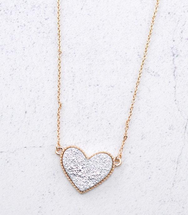 <font color=red>VALENTINE'S</font> :: Wholesale Druzy Heart Necklace