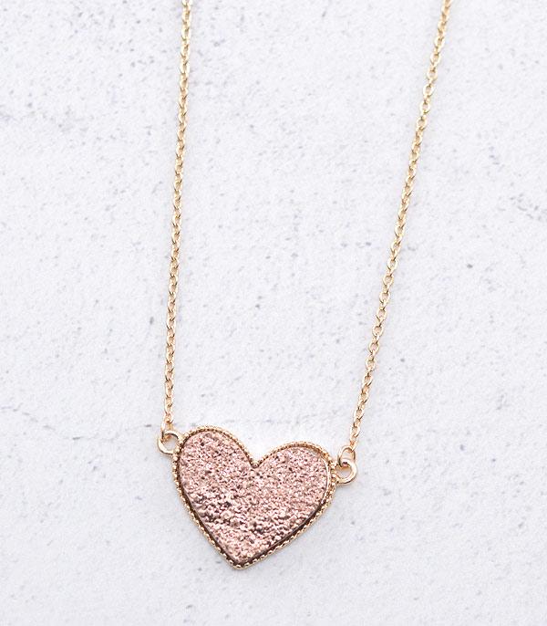 <font color=red>VALENTINE'S</font> :: Wholesale Druzy Heart Necklace