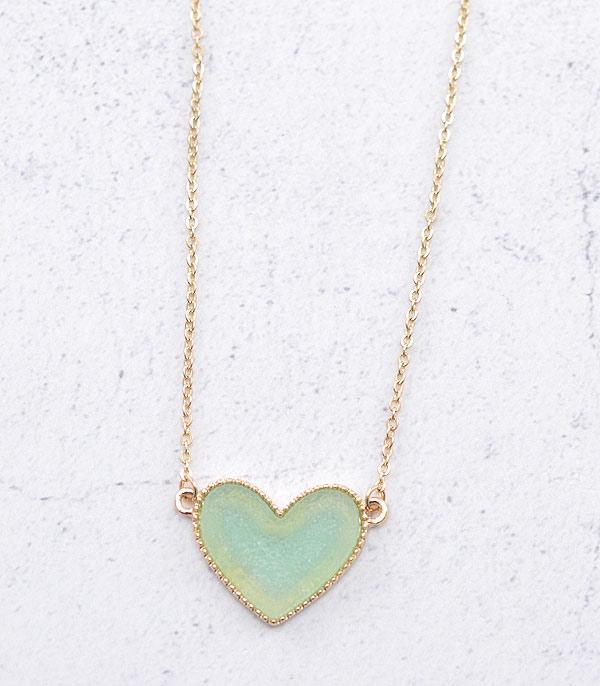 <font color=red>VALENTINE'S</font> :: Wholesale Druzy Heart Necklace