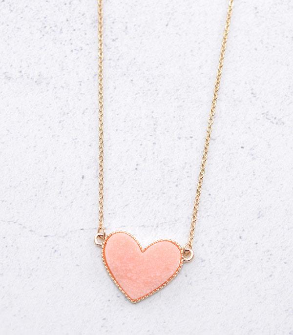 <font color=red>VALENTINE'S</font> :: Wholesale Druzy Heart Necklace